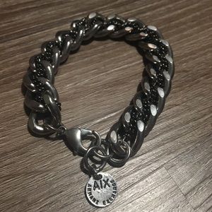 Armani Exchange silver and gun metal bracelet